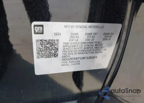 2025 Chevrolet Malibu Fwd 2Lt из США, поврежденный, VIN 1G1ZE5ST1SF126504